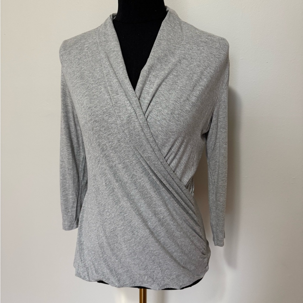 Vince Camuto Heather Gray Wrap Blouse